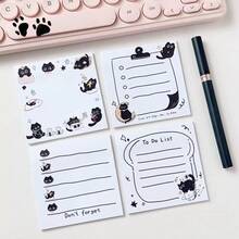 1/4/8 Pcs Cute Black Cat Sticky Notes - Easy To Tear Off Without Leaving Marks, Suitable For Office, School, Home, Planners, Perfect Gift For Cat Lovers (20 Sheets/Book), Cat Supplies, Office Supplies, Fun Stationery, Smooth - A - View 1