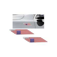 2PCS 3D USA Flag Car Emblem American Flag Alloy Vehicle Front Fender Badge Sign Sticker Patriotic Declaration Automotive Exterior Decorations Universal For Van Truck Sedan - 美國國旗 - 查看 7