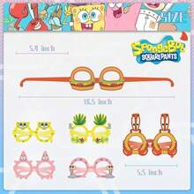 SpongeBob SquarePants Juego de 12 piezas de gafas de papel cuadradas para fiesta, accesorios de fotos con pulpo lindo y dibujos animados, accesorios de máscara de gafas de disfraz de cumpleaños, regreso a la escuela, decoración de fiesta de Halloween y Navidad, regalos - Multicolor - Ver 4
