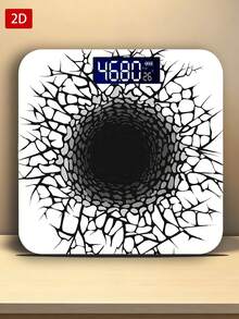 1pc LED Display Electronic Scale, Flat 2D Cracked Black Hole Digital Bathroom Scale, Decorative Weighing Platform - Suitable For Long-Term Use, Meets Household Weighing Needs,Uses AAA Batteries (Batteries Not Included) - Multicolor - View 3