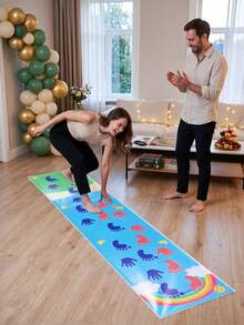 Alfombra de aventura portátil para acondicionamiento físico - Alfombra de juego de manos y pies para baby shower, fiesta de cumpleaños, con superficie fácil de limpiar y diseño plegable, ideal para viajes de camping, unión familiar - Multicolor - Ver 2