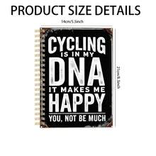 Caderno espiral A5 com a frase "Andar de bicicleta está no meu DNA", design vintage, encadernação em espiral, com páginas internas, ideal para reuniões de escritório, anotações em sala de aula, agendas portáteis, diários, ótimo presente para profissionais. - DNA cíclico - Ver 5