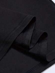 Camiseta de hombre de ajuste ceñido, de poliéster ligero, con cuello redondo y estampado gráfico de eslogan de verano - Negro - Ver 7