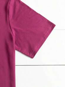 Camiseta de manga corta con cuello redondo y estampado de corazón y letras  LUNE para mujer - Burdeos - Ver 3