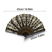 2 piezas Abanicos plegables vintage negro y dorado, estilo palaciego europeo, accesorios de fotografía para bodas y baile, abanicos decorativos portátiles del mismo estilo, adecuados para bodas, recuerdos, baile, fotografía, fiestas, cosplay, enfriamiento en verano, festivales - Multicolor - Ver 8