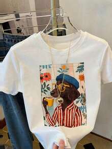 Bohemian Style, Bohemian Style, Women's T-Shirt, Short-Sleeved Graphic Tee, Casual Street Style, Cute Summer Top, Casual Summer Style, Casual Summer Style - 白色 14 - 查看 5