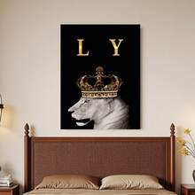 Enmarcado  en lienzo enmarcados de una familia de leones - Decoración de pared moderna con arte de leones, ideal para dormitorio, sala de estar u oficina - Elegantes retratos de una familia de leones, idea de regalo perfecta, diseño plano en 2D, perfecto para la decoración de habitaciones. - Enmarcado - Ver 3