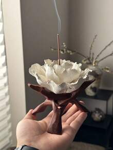 Ceramic Incense Holder Chinese Intangible Cultural Heritage Handmade Flower Incense Holder Ceramic Stick Incense Tray Pale Moon White Huarong Peony Aromatherapy High-End Ornament Housewarming Gift Home Decor Home Decoration Decorative Ornament Accent Decor Living Room Decor Minimalist Boho Wabi Sabi Elegant Luxury Gift For Her Gift For Mom Housewarming Gift Unique Gift - Multicolor - View 10