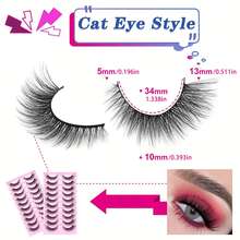 Natural Style, Hypoallergenic 3D Faux Mink Eyelashes, 10 Pairs - Fluffy Cat-Eye Lashes, 13mm Long, Suitable For Stage And Daily Wear - Fluffy Eyelashes, Stage Makeup Lashes - Light Lashes, Create Dramatic Eye Makeup - D-Curl Lashes, Reusable - LN--10-ZM55 - Xem 5