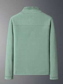 Women's Reversible Fleece Jacket, Double-Sided Plush Softshell Coat W/Zip Pockets, Stand Collar Polar Fleece For Fall Winter Daily, Lounging - Green - View 2