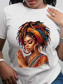 Short-Sleeved T-Shirt With African Print, Suitable For Women, Suitable For All Seasons, High-Quality Breathable Fabric, Casual Sportswear, Machine Washable And Durable - Unisex Loose-Fitting Cotton T-Shirt With Short Sleeves And Round Neck In An Urban Vintage Style. - 白色 - 查看 8