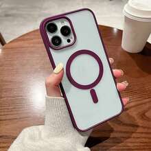 磁吸透明手机壳，兼容 17 Pro Max、16 Pro Max、15、14、13、12、11 Pro、Plus、Max、Mini、7、8、SE、16e、7P、X、XR、Xs Max 以及 S26 Ultra、S25 Ultra、S24 Ultra、S25 FE、A56，防震保护套 - 酒紅色 - 查看 7
