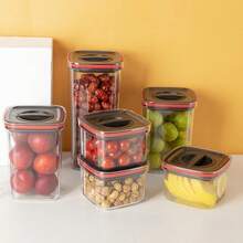 Tarro sellado con cubierta giratoria, caja de almacenamiento de alimentos, tanque multigrano de plástico transparente, tarros de almacenamiento secos apilables, organizador de cocina - Blanco 600 ml - Ver 5