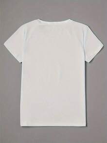 Camiseta de talla con estampado I'A Vibe, camiseta casual de manga corta con cuello redondo, ropa de talla para mujer. NZKQ - Blanco - Ver 3