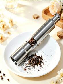 Stainless Steel Thumb Press Spice Grinder, Transparent Manual Pepper Grinder, Portable Handheld Design, Labor-Saving And Non Powered Seasoning Crusher, Durable Modern Kitchen Tool For Grinding Pepper, Salt And Various Household Spices - Multicolor - View 1