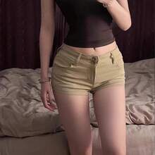 Low Waist Khaki Women Shorts 2026 Summer Fashion High Street Slimming Hot Pants Vintage Y2K Hot Girls Shorts - 卡其色 - 查看 8