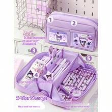 Bộ 8 món / Bộ 3 món văn phòng phẩm Hộp bút dung tích siêu lớn - Màu đen xinh xắn, Túi đựng văn phòng phẩm bằng vải canvas dành cho học sinh - Túi đựng đồ dung tích lớn - Xem 3