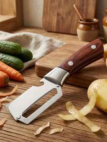 1pc Multifunctional Stainless Steel Peeler With Wooden Handle, High Quality Durable And Easy To Clean, Suitable For Various Fruits And Vegetables, Essential Kitchen Tool, Random Color - Multicolor - View 9
