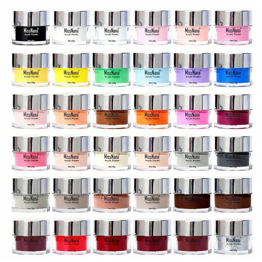 Nuevo polvo de esmalte de uñas acrílico de 36 colores. - Multicolor - Ver 1