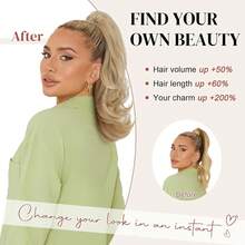 Women's Straight Hair Ponytail Clip, High-Temperature Fiber Natural Straight Hair Ponytail, Suitable For Girls, Gold Color - 亞麻金 - 查看 5
