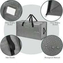 Shappy - 6 bolsas de almacenamiento etragrandes para adornos de Navidad bolsas para mudanzas bolsas de almacenamiento organizadoras de alta resistencia pulgadas pulgadas - gris - Ver 4