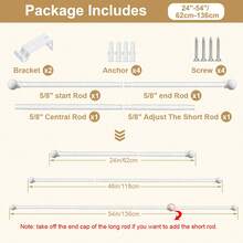 1 Set Suitable For 24-156 Inches, 5/8 Inch Decorative Curtain Rod Set, White Splicing Single Window Curtain Rod For Bathroom, Bedroom, Living Room, Outdoor Patio, Kitchen, Small Curtain Rod - American Style - White - View 17