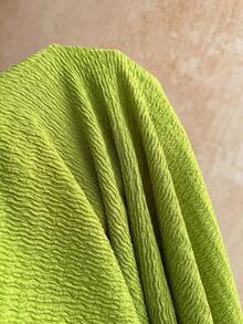 Casual 2-Piece Set Consisting Of A Cropped Top With An Irregular Neckline And Lettuce Hem, And Shorts, In A Solid Color, For Vacation, Spring/Summer - Green - View 5