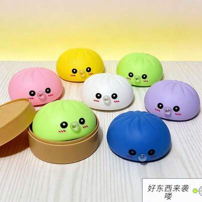 1pc Soft Squishy Bun Stress Relief Toy, BBQ Pork Bun Squeeze Toy, TPR Material Food Squeeze Ball, Cute Bubble Blowing Stress Relief Toy, Birthday Party Gift, Classroom Prize, Christmas Stocking Stuffer, Interesting Stress Relief Toy For Office, Home, School, Slow Rebound Stress Relief Decor, Cool Desktop Decor Anti-Stress Gift. Random Style Shipped.(Random Color)
