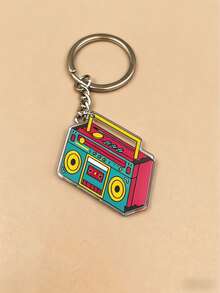 1pc Vintage Music Theme Keychain, Acrylic Keychain With Vinyl Record/Cassette Tape/Recorder Design, Unique Bag Charm Car Accessory Bag Charm School Cute Gothic Y2K Gift For Mom, Dad, Graduation, And Teacher, A Vintage And Nostalgic Keychain Set, Radio+Cassette+Gramophone Recorder Keychain Gift Bag, Acrylic 2D Flat, Bag And Backpack, Fun Design, Sturdy Zipper Chain Keychain, Clothing Accessory, Neutral Accessory - Multicolor - View 9