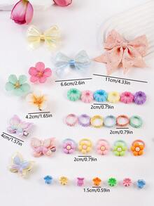 765 Peças Conjunto de Acessórios para Cabelo de Meninas, Inclui Presilhas com Laço de Strass, Presilhas com Flor de Maçã-Brava, Presilhas Borboleta Ombré, Presilhas com Laço Glitter, Elásticos de Cabelo com Flor, Grampos de Garra Mini Variados, Elásticos de Cabelo Elásticos Essenciais para Passeios Diários e Festas - Multicolorido - Visão 6