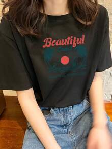 Camiseta de Manga Corta Holgada de Algodón Puro para Mujer, Ropa Casual de Verano - Blanco - Ver 6