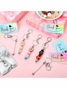 Bộ 20 móc khóa hạt cườm tự làm thủ công, mặt dây chuyền dễ thương (5 thanh móc khóa hạt cườm + 5 móc khóa + 5 túi + 5 thẻ) - Nhiều kiểu dáng - Xem 2