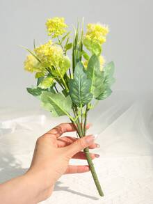 Ramo artificial de Gypsophila de color amarillo cálido, adecuado para decoración del hogar, decoración de escritorio, accesorios de fotografía, oficina, decoración del pasillo de la boda y decoración de la fiesta nupcial - Amarillo - Ver 4