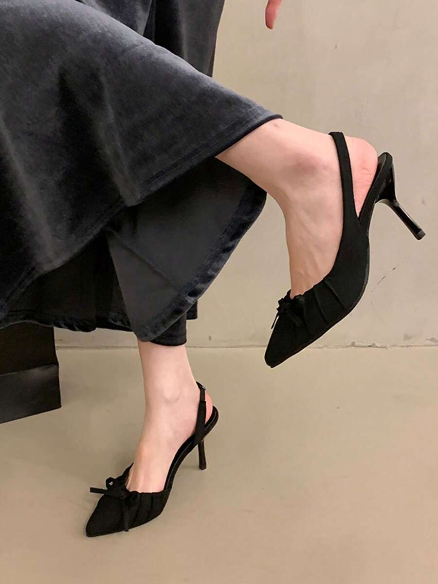 hanxiangyuzu 2026 Summer New Leopard Print Bow Closed Toe Sandals, Elegant Pointed Toe Stiletto High Heels For Women, Suitable For Party And Wedding