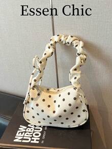 1个白色波点装饰灯芯绒斜挎包，女士款，春季新品 - 白色 - 查看 7