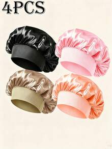 1/4 piezas Gorro de dormir elástico para mujer, gorro de dormir de unicolor suave y cómodo del verano 2026, accesorio protector para el peinado, accesorio ligero y de moda para uso diario, regalo - A - Ver 8