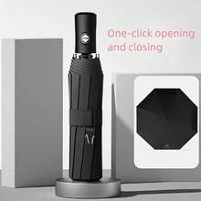 1pc Waterproof Windproof UV Protection Automatic Umbrella, Portable Folding Style Lightweight Fashionable Business Umbrella - A - View 7