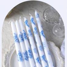 Nến trụ sứ men lam trắng kiểu Trung Quốc mới, in họa tiết hoa lá và chim thiên thần cổ điển, vật trang trí nhà cửa, quà tặng lễ hội và quà lưu niệm. - Một cỡ - Xem 11