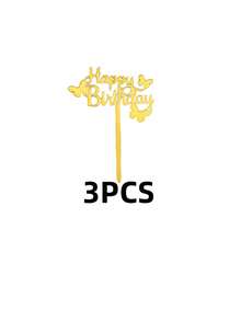 1/3pcs Gold "Happy Birthday" Acrylic Cake Topper With Butterfly, Unique Sparkling Design Suitable For Parties, Adult Birthdays And Anniversaries. Great For Decorating Cupcakes, Dessert Tables And Baking. Essential For Celebrations. - A - View 9