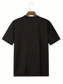 1 pieza de ropa para adolescente, con la frase "Born To Yap". Patrón de lazo, camiseta de manga corta, camiseta con estampado de letras, cuello redondo regular, tela transpirable, estilo casual. 210g 100% algodón, todos los patrones están impresos. Unisexo. - Negro - Ver 3