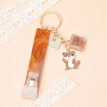 1pc Women's New Alloy Drip Oil Otter Cute Pendant, Rhinestone Heart Tree Resin Tag Charm, ATM Card Remover, Long Nail Card Puller, Keychain, Practical Bag Charm Accessories Keychains Teacher Gift - Multicolor - View 5