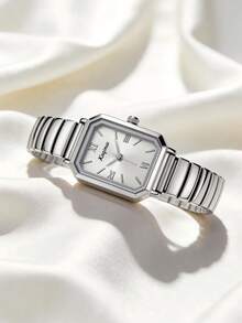 1 chiếc đồng hồ nữ thanh lịch, kiểu dáng vuông cổ điển, máy quartz, dây đeo hợp kim chất lượng cao, thiết kế tối giản sang trọng, phù hợp cho cả đi làm và đi chơi hàng ngày, phối hợp hoàn hảo với trang phục thường ngày hiện đại, lý tưởng cho các buổi đi chơi, công sở, tiệc tùng và đám cưới, món quà hoàn hảo cho vợ, chị gái, bạn gái, gia đình và bạn bè, lý tưởng cho sinh nhật, kỷ niệm và các dịp đặc biệt khác, phụ kiện đồng hồ tinh tế. - Bạc - Xem 2
