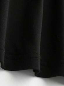 Camiseta oversize de verano para mujer con estampado de mariposas, estilo informal y detalle de lazo. Talla. LFTF - Negro - Ver 5