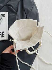 Women's Beaded Mesh Handbag, Fashion Vacation Crossbody Bag - White - View 4