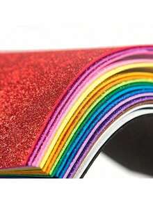 5 hojas de papel de espuma con brillo de tamaño A4 con respaldo autoadhesivo de colores aleatorios - Multicolor - Ver 9