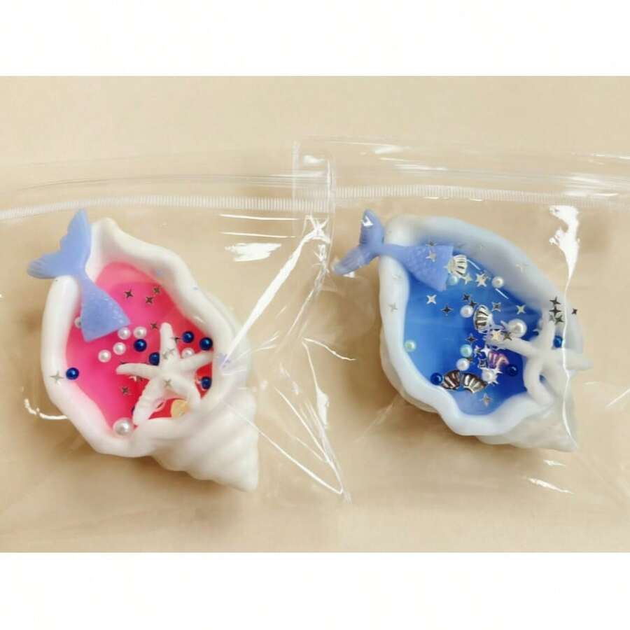 慢回弹贝壳软体减压玩具，包含迷你贝壳和海星，柔软的压力球，海洋主题减压玩具，适合成人和青少年作为装饰品