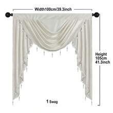 1pc White European Style Minimalist & Elegant Curtain, Festive Atmosphere With Pearl Trim, Suitable For Living Room, Bedroom Windows And Door Decor - White - View 18