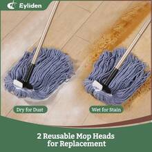 Heavy Duty Floor Mop With 2 Reusable Cotton Heads 4 Scouring Pads Non Touch Wet Dry Cleaning For Home Commercial Kitchen Garage Office Blue - 100pcs - 查看 4