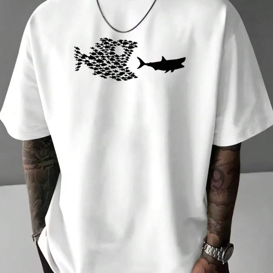 Printed T-Shirt For Men And Women - White - View 1
