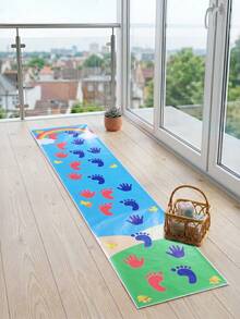 Alfombra de aventura portátil para acondicionamiento físico - Alfombra de juego de manos y pies para baby shower, fiesta de cumpleaños, con superficie fácil de limpiar y diseño plegable, ideal para viajes de camping, unión familiar - Multicolor - Ver 6